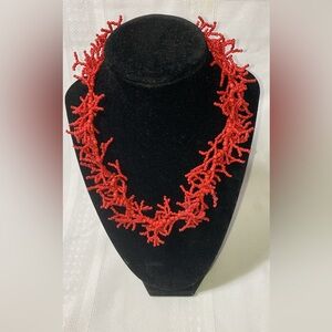 Seed Bead Coral Branch Necklace - Pre-Owned gently used